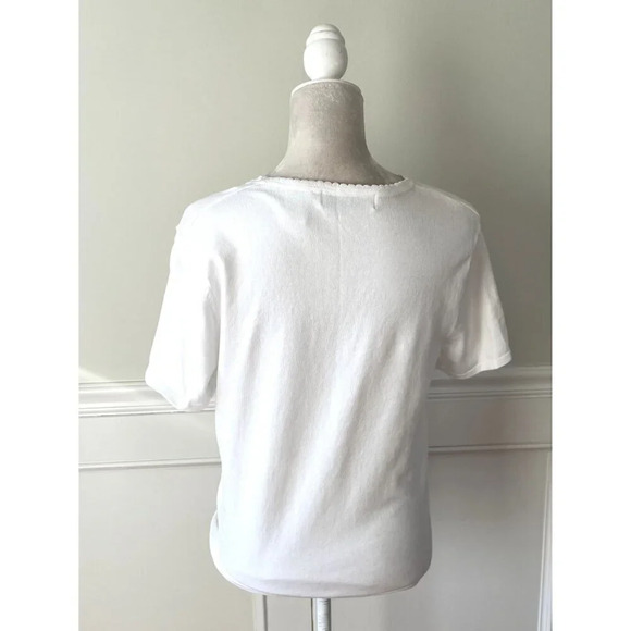 Carolyn Taylor Cotton Blend Stretch White Tee M - Picture 3 of 4